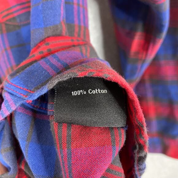 Todd Snyder Shirt Mens XS Red Blue Plaid Cotton Flannel Long Sleeve Button Down - Picture 7 of 7